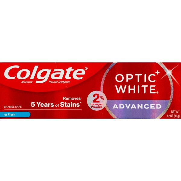 Colgate Optic White Advanced Teeth Whitening Toothpaste, Icy Fresh, 3.2 OZ
