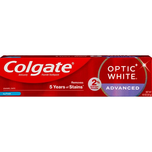 Colgate Optic White Advanced Teeth Whitening Toothpaste, Icy Fresh, 4.5 OZ