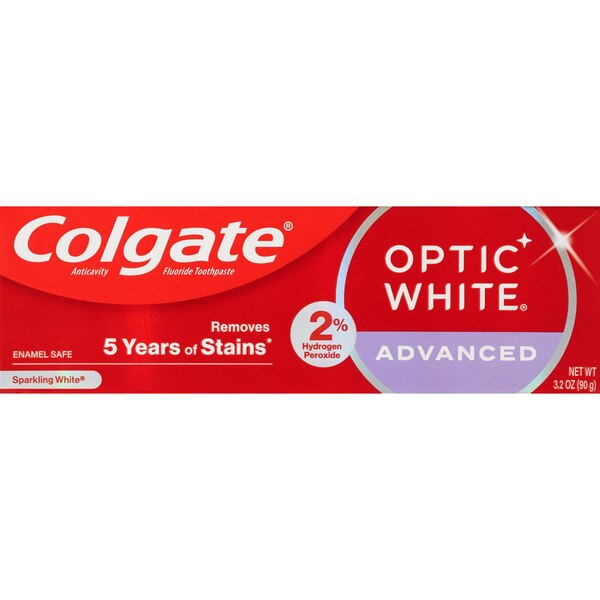 Colgate Optic White Advanced Teeth Whitening Toothpaste, Sparkling White, 3.2 OZ