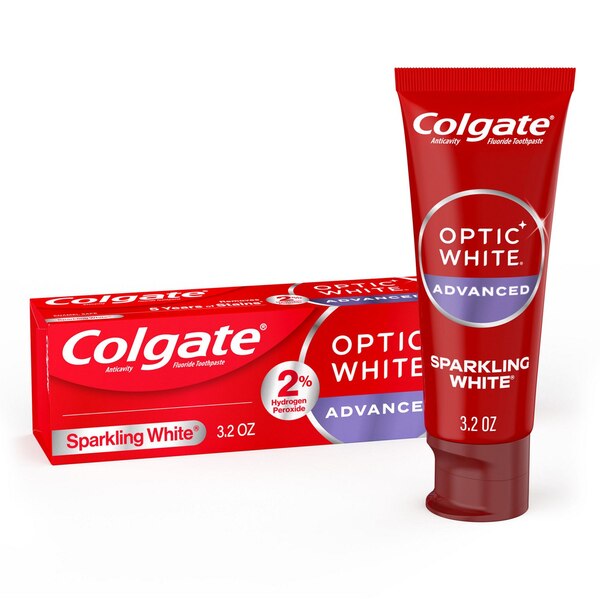 Colgate Optic White Advanced Teeth Whitening Toothpaste, Sparkling White, 3.2 OZ