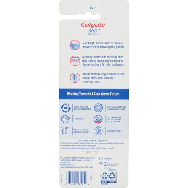 Colgate 360 Whole Mouth Clean Toothbrush, Soft Bristles, 4 CT