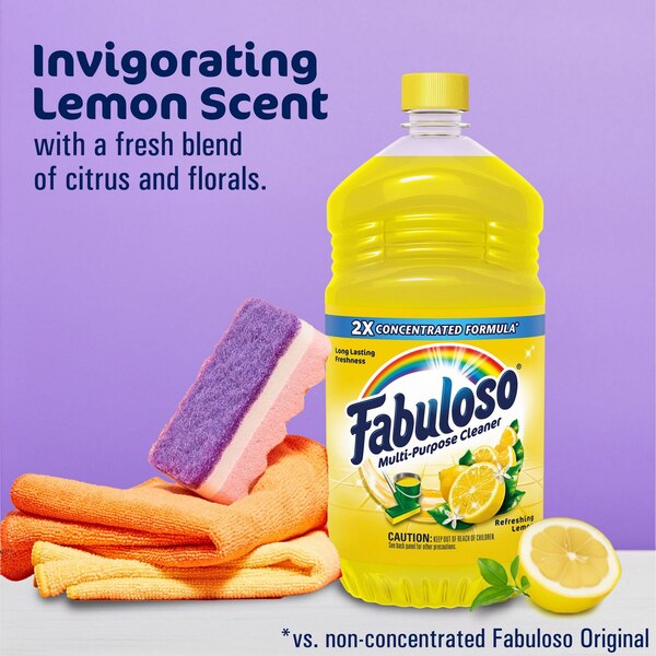 Fabuloso Multi-Purpose Cleaner, 2X Concentrated Formula, Refreshing Lemon, 33.8 OZ