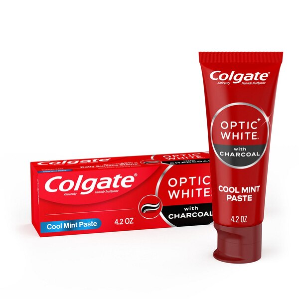 Colgate Optic White Teeth Whitening Charcoal Toothpaste, Cool Mint, 4.2 OZ