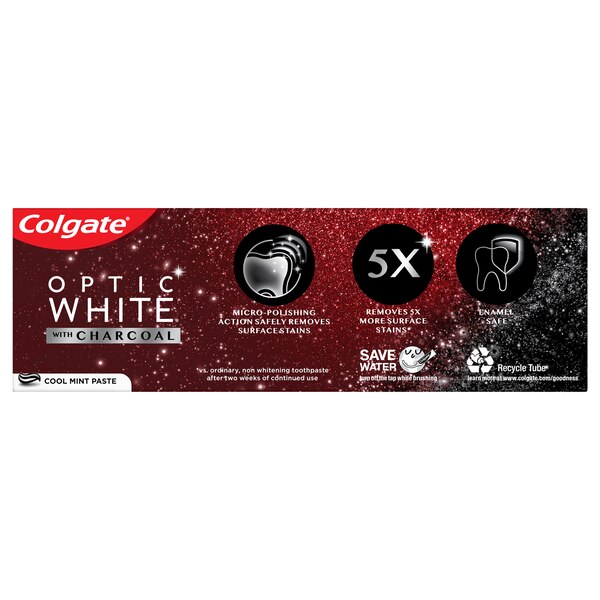 Colgate Optic White Teeth Whitening Charcoal Toothpaste, Cool Mint, 4.2 OZ