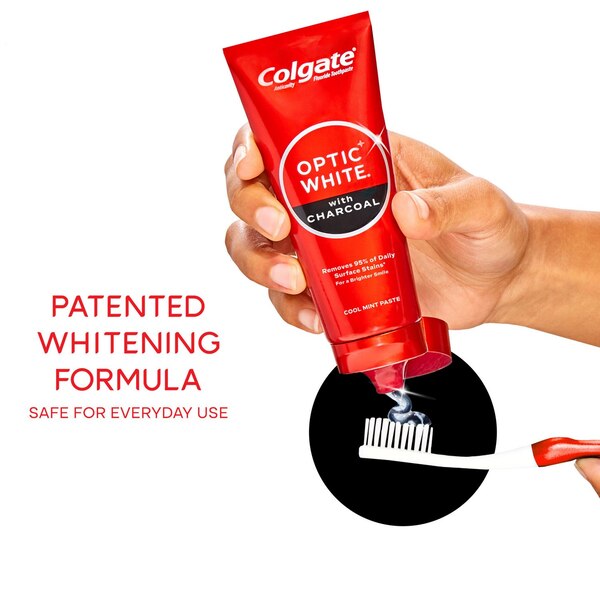 Colgate Optic White Teeth Whitening Charcoal Toothpaste, Cool Mint, 4.2 OZ