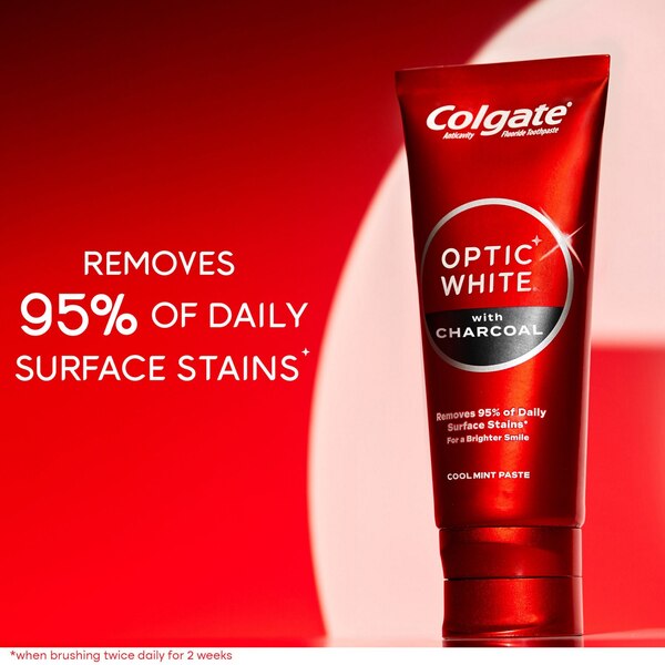 Colgate Optic White Teeth Whitening Charcoal Toothpaste, Cool Mint, 4.2 OZ