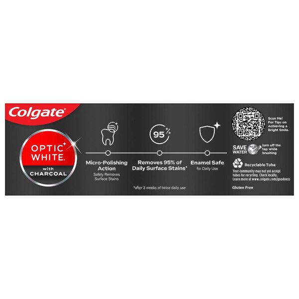 Colgate Optic White Teeth Whitening Charcoal Toothpaste, Cool Mint, 4.2 OZ