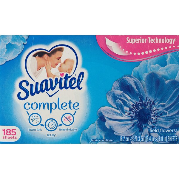 Suavitel Complete Fabric Conditioner Dryer Sheets, Field Flowers, 185 CT