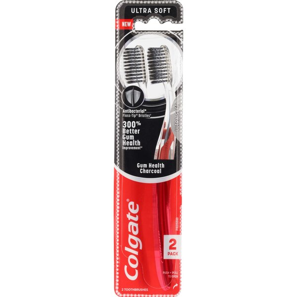 Colgate Gum Health Charcoal Toothbrush, Ultra Soft Bristle, 2 CT