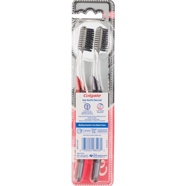Colgate Gum Health Charcoal Toothbrush, Ultra Soft Bristle, 2 CT