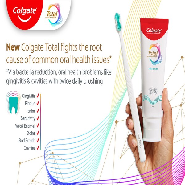 Colgate Total Active Prevention Toothpaste, Fresh Mint, 3.3 OZ