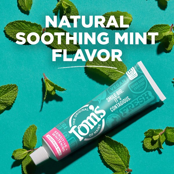 Tom's of Maine Sensitive + Whitening Fluoride Free Toothpaste, Soothing Mint, 4 OZ