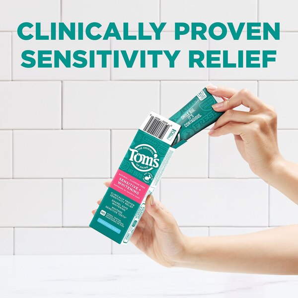 Tom's of Maine Sensitive + Whitening Fluoride Free Toothpaste, Soothing Mint, 4 OZ