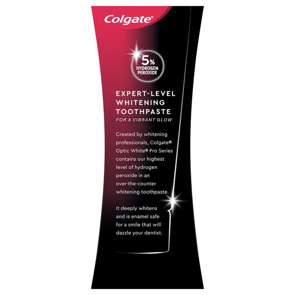 Colgate Optic White Pro Series Anticavity Whitening Toothpaste with Fluoride and 5% Hydrogen Peroxide, Stain Prevention, 3 OZ