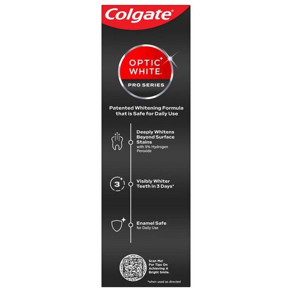 Colgate Optic White Pro Series Anticavity Fluoride Toothpaste with 5% Hydrogen Peroxide, Vividly Fresh, 3.0 OZ