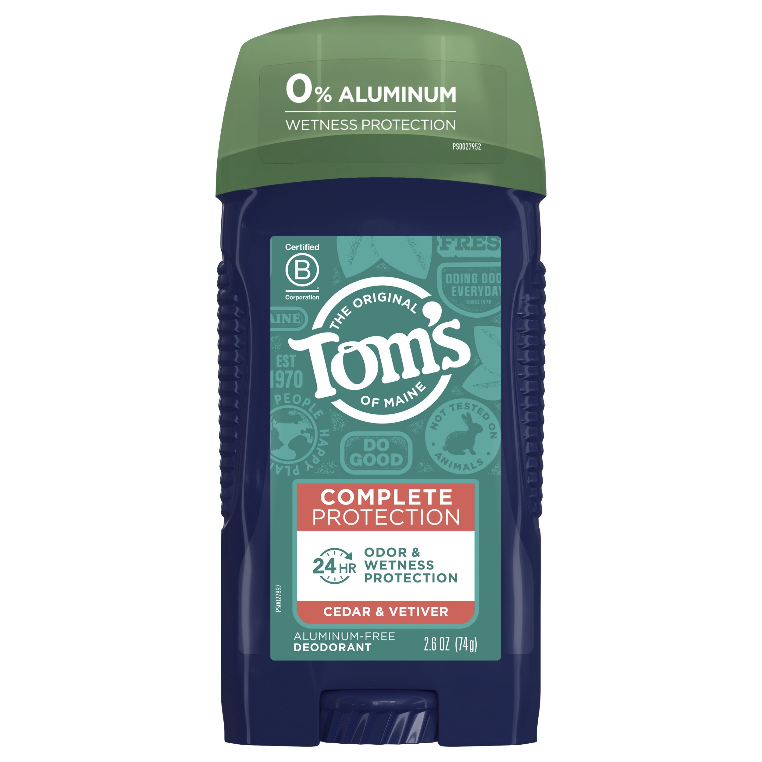 Tom's of Maine Complete Protection Aluminum-Free Natural Deodorant for Men, 2.6 OZ