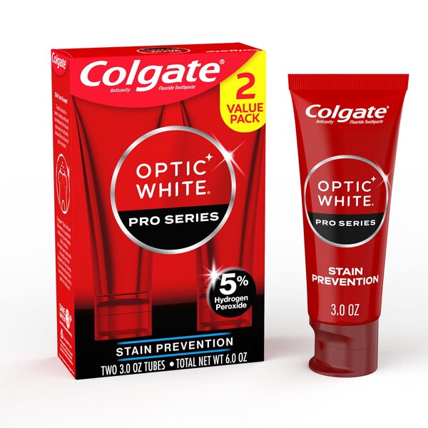 Colgate Optic White Pro Series Stain Prevention Toothpaste, 3 OZ, 2 CT