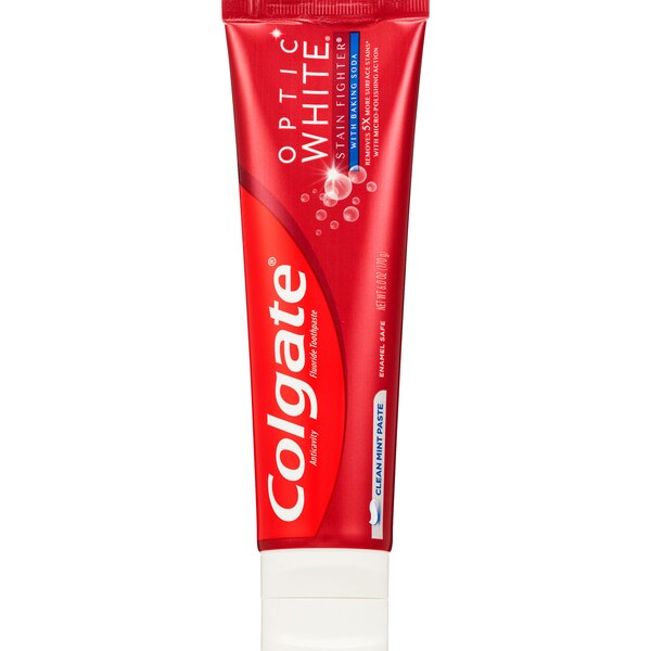 Colgate Optic White Stain Fighter with Baking Soda Anticavity Fluoride Toothpaste, Clean Mint
