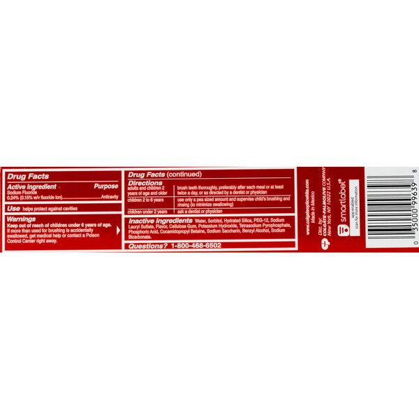 Colgate Optic White Stain Fighter with Baking Soda Anticavity Fluoride Toothpaste, Clean Mint