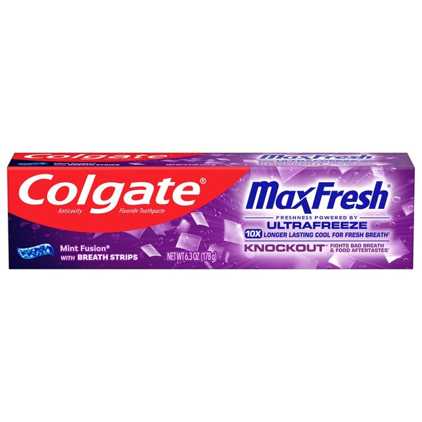Colgate Max Fresh with Whitening Knockout Toothpaste, Mint Fusion, 6.3 OZ