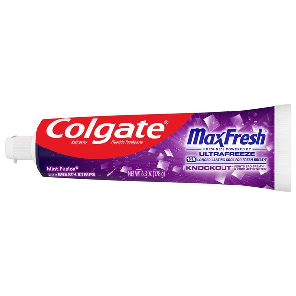 Colgate Max Fresh with Whitening Knockout Toothpaste, Mint Fusion, 6.3 OZ
