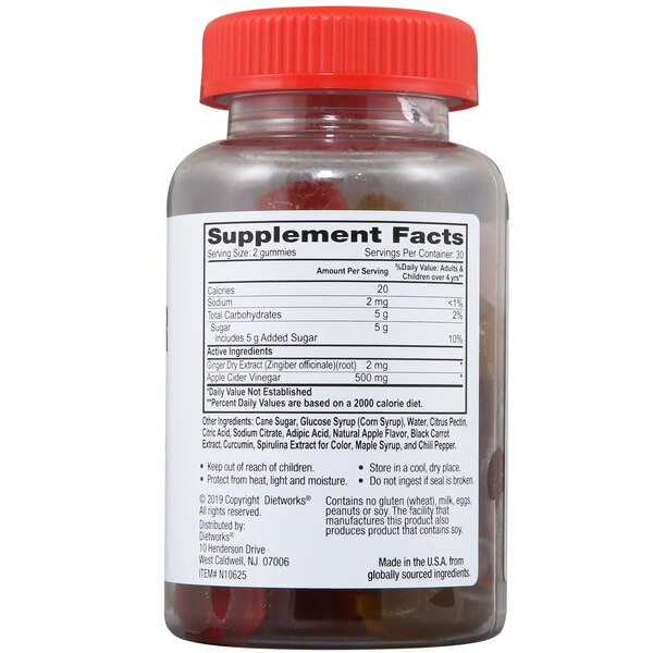 DietWorks Apple Cider Vinegar Gummies, 60 CT