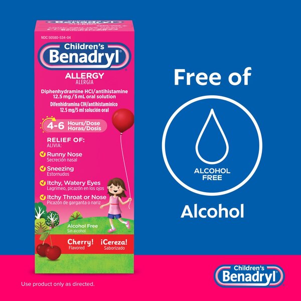 Children's Benadryl Allergy Liquid Cherry, 4 OZ 
