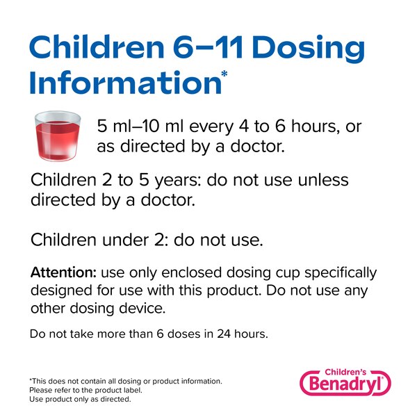 Benadryl Children's Allergy Antihistamine Liquid, Cherry, 8 OZ