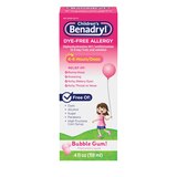 Children's Benadryl Dye-Free Allergy Liquid, 12.5mg Diphenhydramine HCl, Bubble Gum, 4 FL OZ, thumbnail image