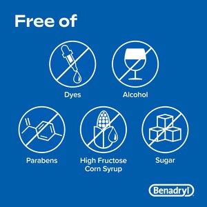 Children's Benadryl Dye-Free Allergy Liquid, 12.5mg Diphenhydramine HCl, Bubble Gum, 4 FL OZ
