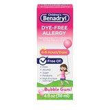 Children's Benadryl Dye-Free Allergy Liquid, 12.5mg Diphenhydramine HCl, Bubble Gum, 4 FL OZ, thumbnail image
