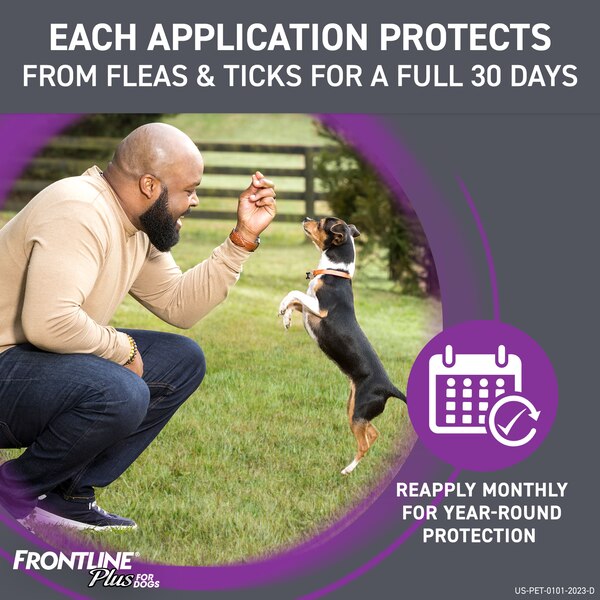 FRONTLINE Plus For Dogs Flea & Tick Small Breed Dog Spot Treatment, 5 - 22 lbs, 3 ct