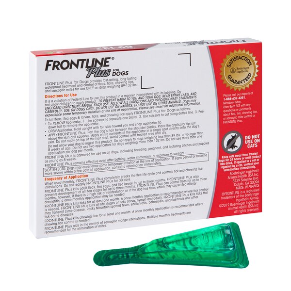 FRONTLINE Plus For Dogs Flea & Tick X-Large Breed Dog Spot Treatment, 89 - 132 lbs, 3 ct