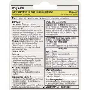 FeverAll Acetaminophen Suppositories Pain Reliever/Fever Reducer, 6 CT