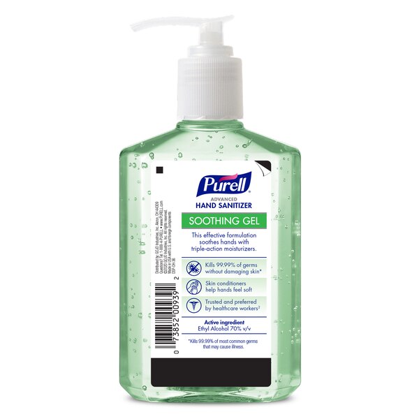 PURELL Advanced - Gel calmante desinfectante para manos con áloe y vitamina E, dispensador de 8 oz líq.
