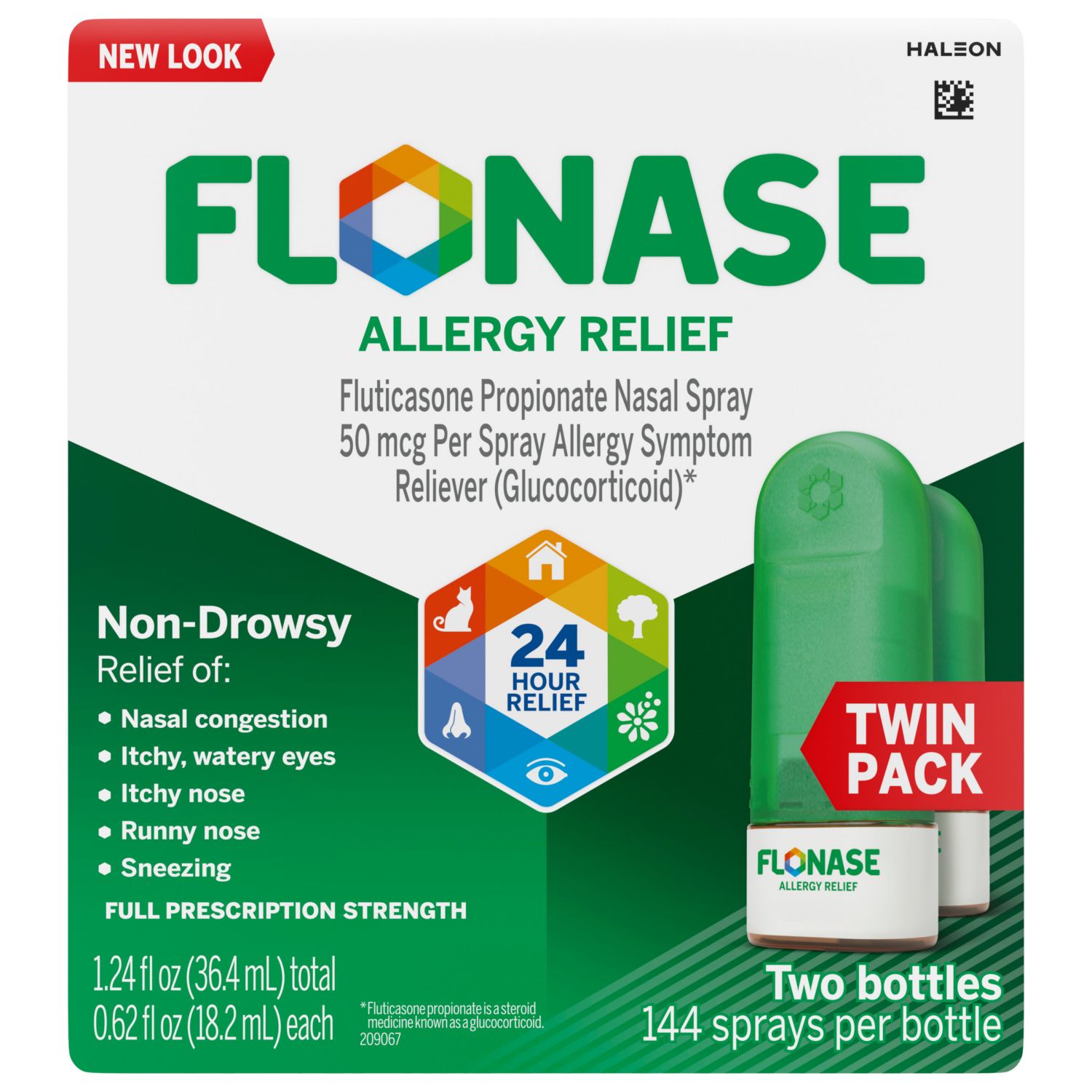 Flonase - Spray para el alivio de la alergia, no produce somnolencia, 24 horas, propionato de fluticasona, 50 mcg