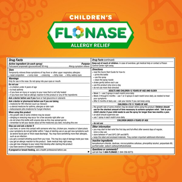 Flonase Children's 24HR Allergy Relief Spray, 50mcg Flucticasone Propionate, 72 Sprays