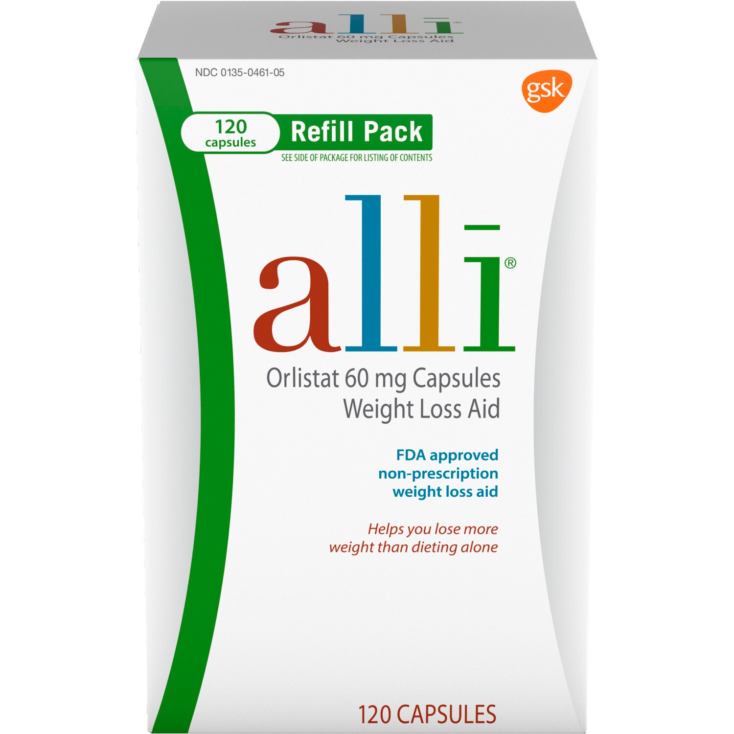 alli Diet - Suplemento para la pérdida de peso en pastillas, cápsulas de Orlistat por 60 mg, 120 u.