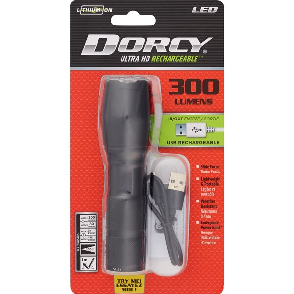 Dorcy 300 Lumen Ultra HD Rechargeable Flashlight
