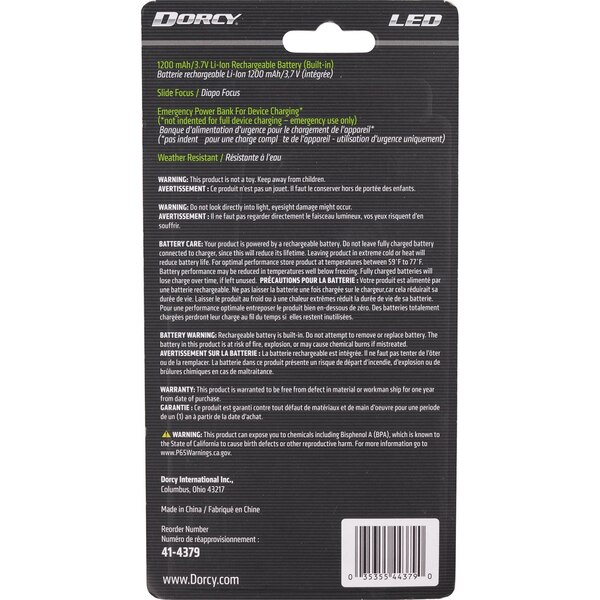 Dorcy 300 Lumen Ultra HD Rechargeable Flashlight