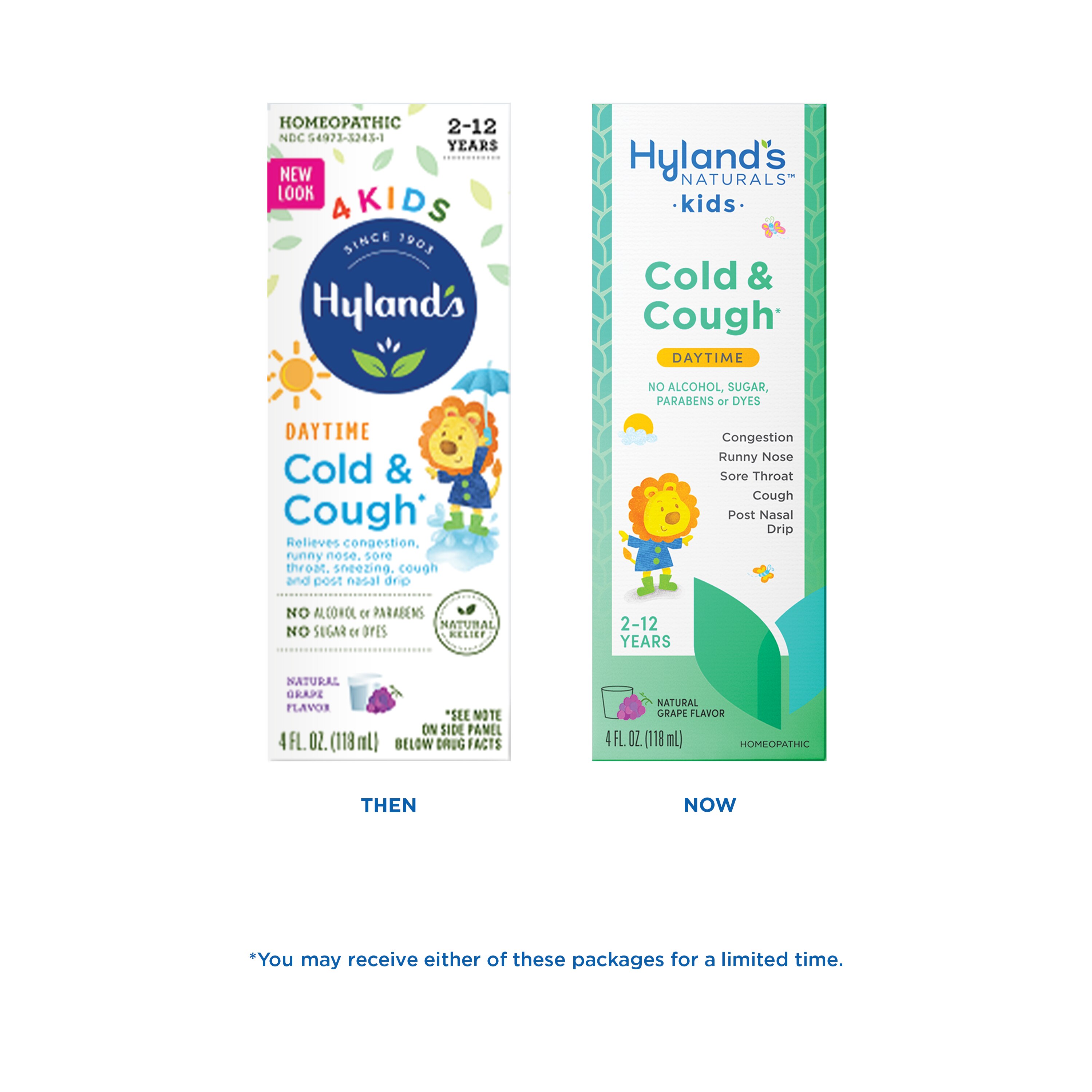 Homeopathic Hyland's 4Kids Cold'n Cough - Jarabe para la tos y resfrío, sabor a uva natural, 4 oz