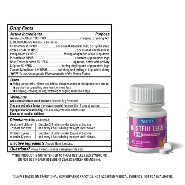 Hyland's Restful Legs PM Quick-Dissolving Tablets, 50 CT