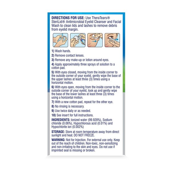 TheraTears SteriLid Antimicrobial Eyelid Cleanser and Facial Wash, 2 FL OZ