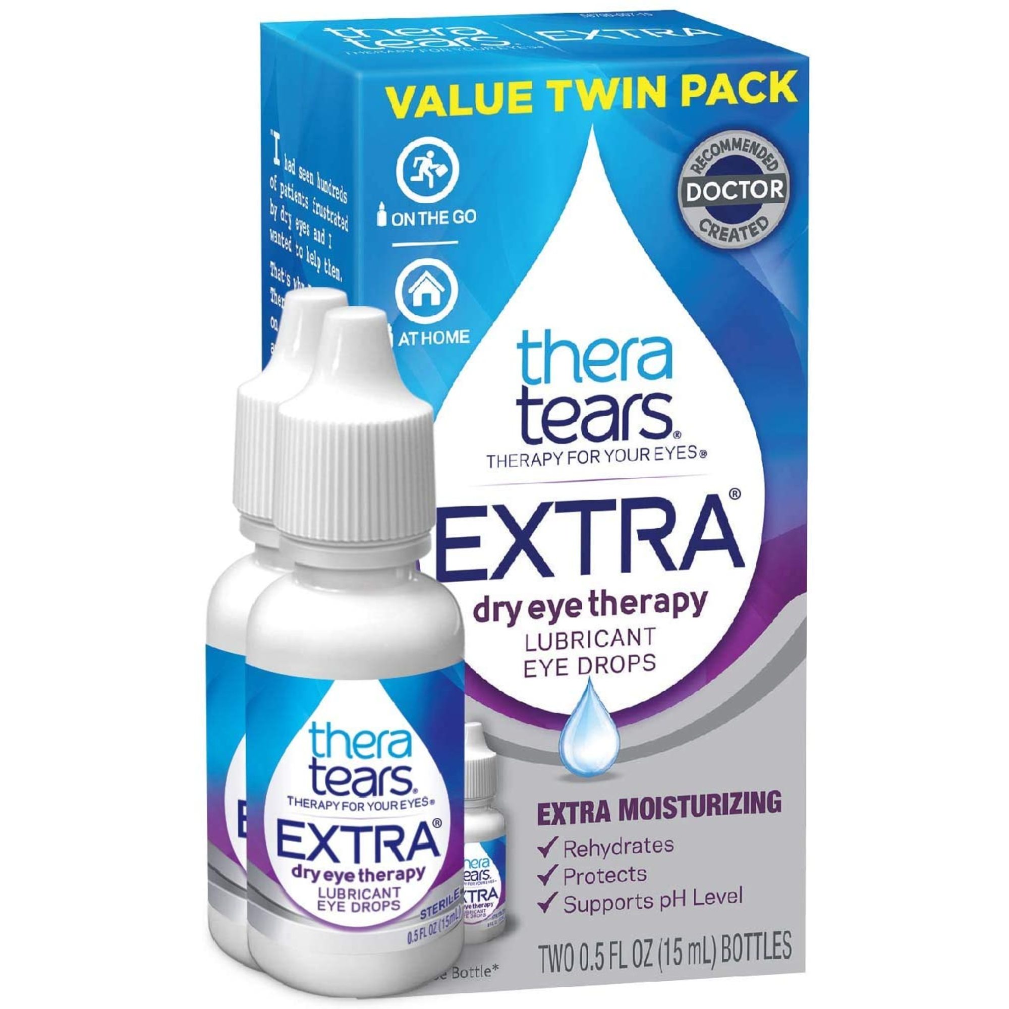 TheraTears Extra Lubricant Eye Drops Twin Pack, 2 x 0.5oz