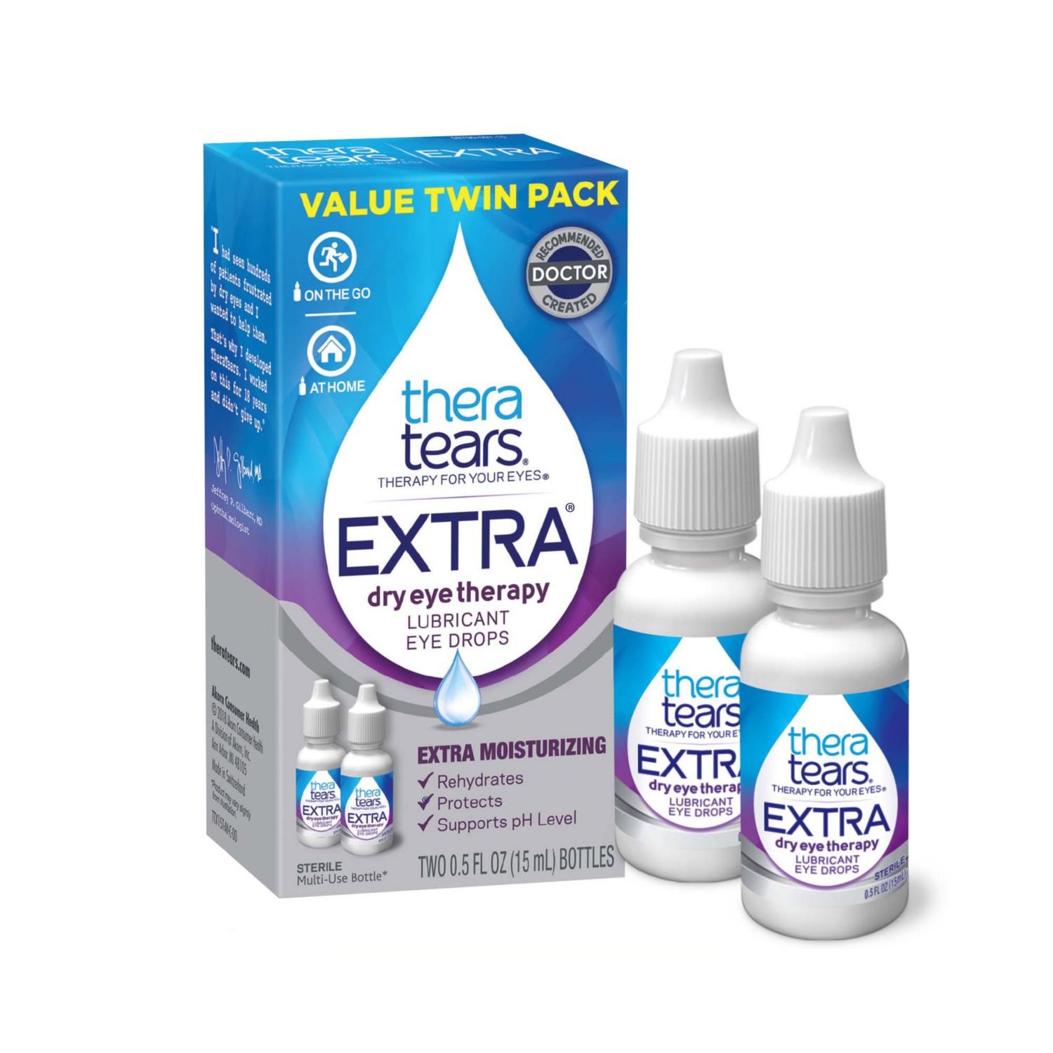TheraTears Extra Lubricant Eye Drops Twin Pack, 2 x 0.5oz