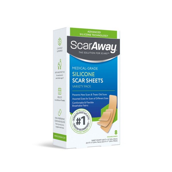 ScarAway Silicone Scar Sheets Variety Pack, 8 CT