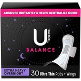 U by Kotex Balance Pads, Extra Heavy Overnight, 30 CT, thumbnail image