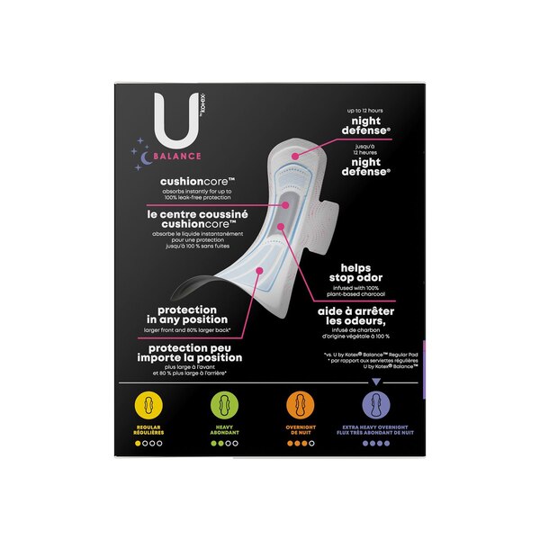 U by Kotex Balance Pads, Extra Heavy Overnight, 30 CT