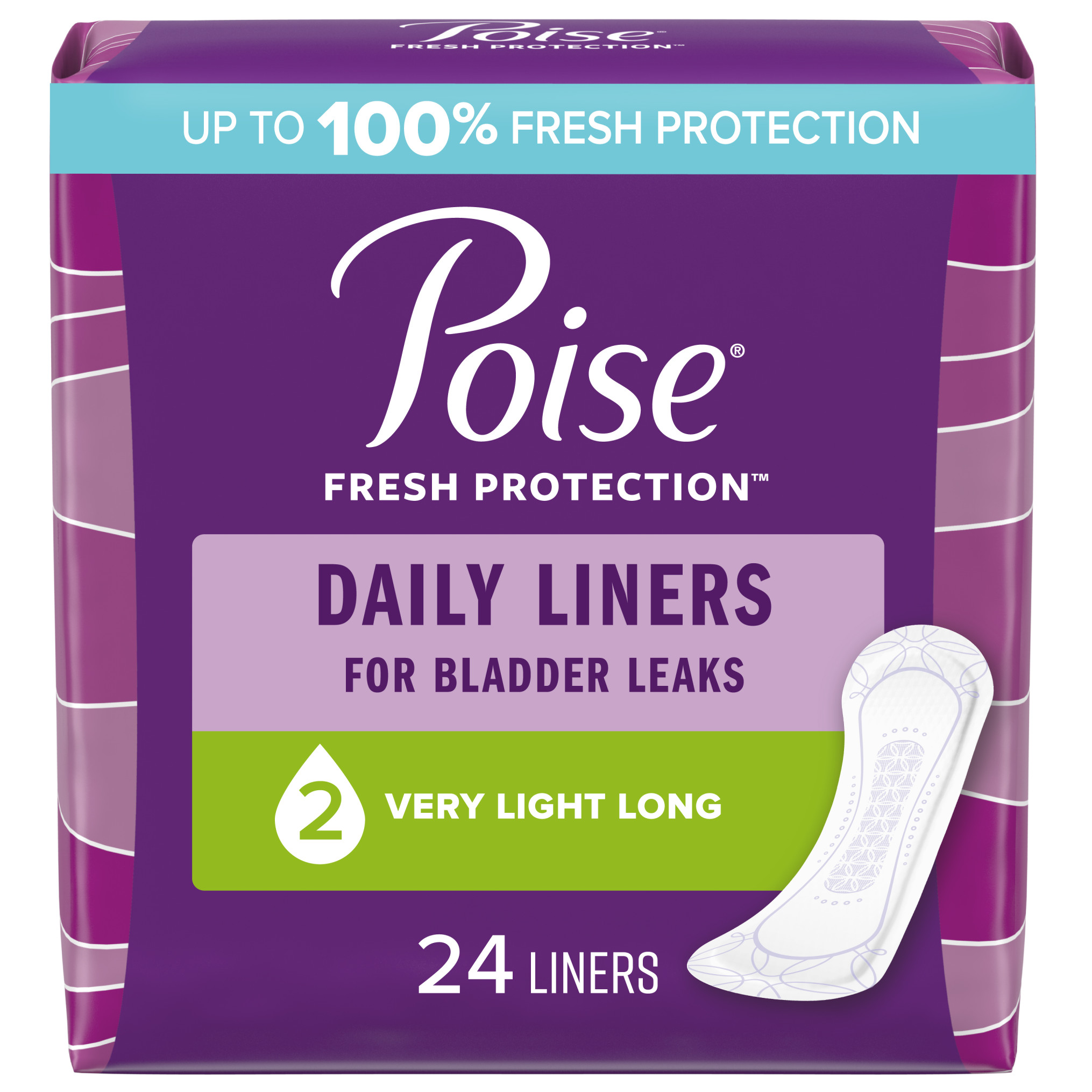 Poise - Protectores diarios para la incontinencia, Very Light Absorbency, largos, 24 u.