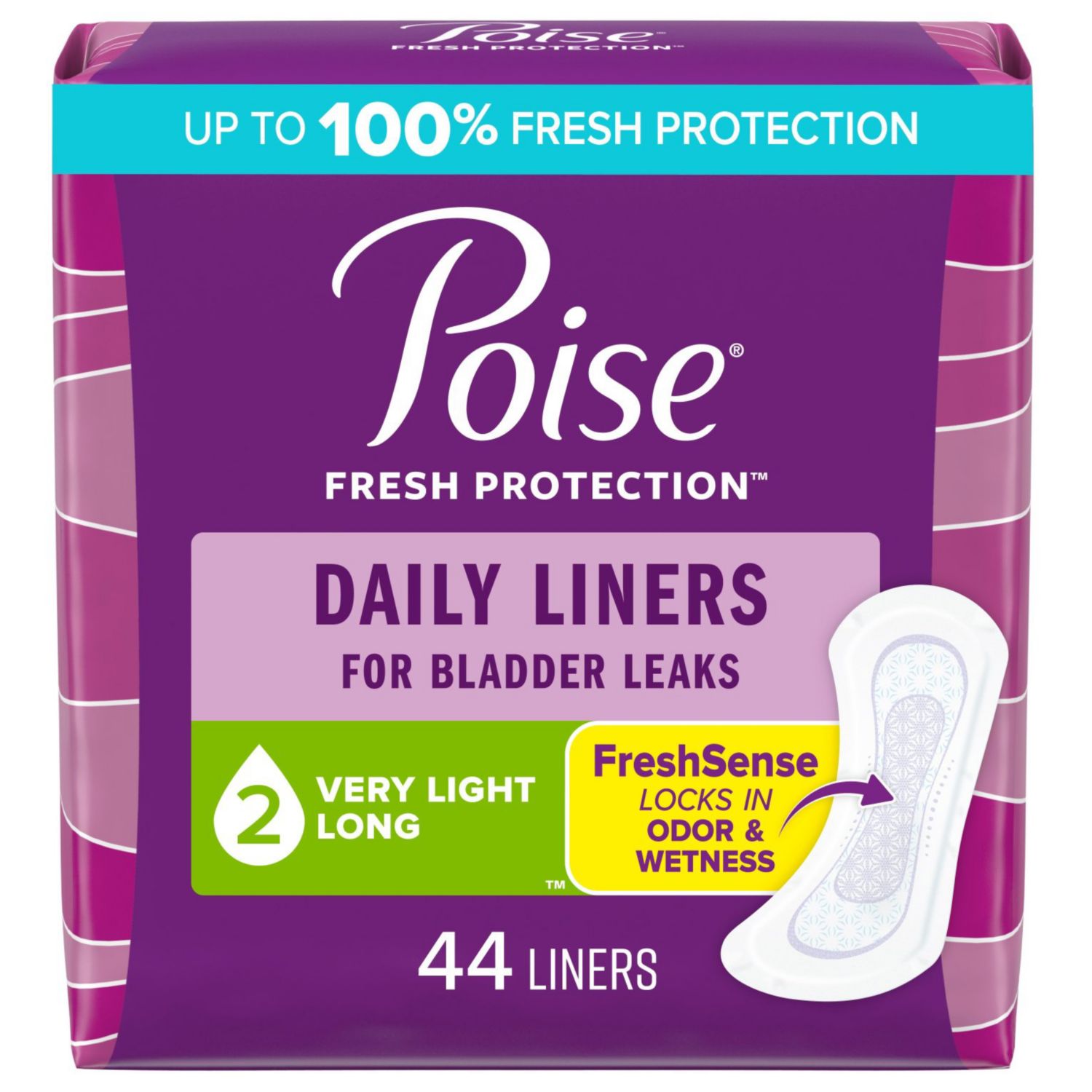 Poise - Protectores diarios para la incontinencia, Very Light Absorbency, largos, 44 u.